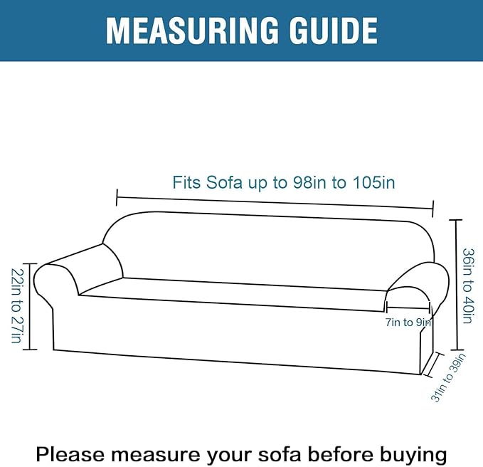H.VERSAILTEX Stretch Velvet Sofa Covers Large Couch Covers Sofa Slipcovers Furniture Protector Soft with Non Slip Elastic Bottom, Feature Thick Comfy Rich Velour (Extra Wide Sofa 98"-105", Chocolate)