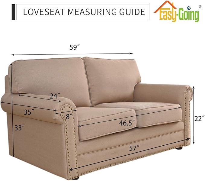 Easy-Going Reversible Loveseat Couch Cover for 2 Cushion Couch Sofa Cover for Dogs Water Resistant Furniture Protector with Foam Sticks Elastic Straps for Pet (Loveseat, Navy/Navy)