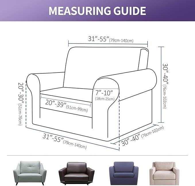 Joccun Stretch Chair Couch Cover,1-Piece Sofa Slipcover Spandex Jacquard Fabric Sofa Covers with Elastic Bottom,Washable Furniture Protector for Dogs,Cats,Kids(Armchair,Gray)