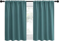 NICETOWN 2 Panels Blackout Curtains, Rod Pocket Thermal Insulated Drapes for Kitchen, Heavy Duty Small Window Treatment for Dorm Room, Studio Apartment, Basement (Sea Teal, W42 x L30)