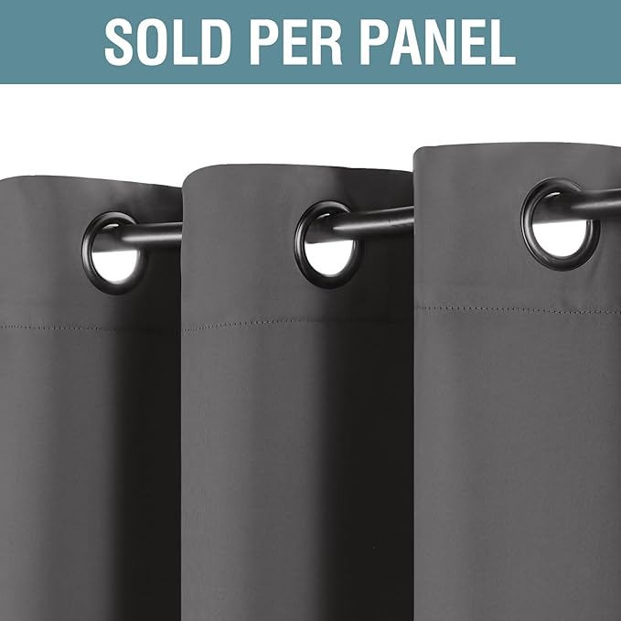 H.VERSAILTEX Blackout Grey Curtains for Patio Door Thermal Insulated Living Room Curtains, Room Darkening Noise Reducing Blackout Curtain for Bedroom, Charcoal Gray, 1 Panel, 52'W x 90'L