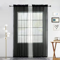 SpaceDresser Sheer Voile Window Treatment Rod Pocket Curtain Panels for Kitchen Bedroom Living Room Drapes Sunlight Filtering Privacy Semi Home Decor Assorted (Black, 52 W x 72 L)