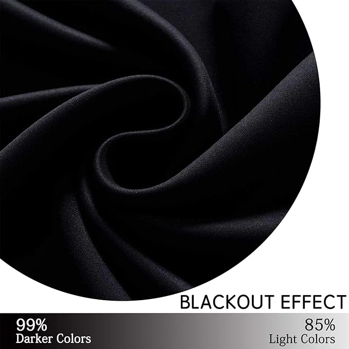 Yakamok 84 Inch Length Blackout Curtains for Bedroom, Thermal Insulated Room Darkening Grommet Top Window Drapes for Living Room,Black,42W x 84L,2 Panels