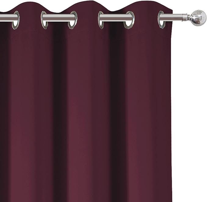 LEMOMO Blackout Curtains 52 x 45 inch/Burgundy Red Curtains Set of 2 Panels/Thermal Insulated Room Darkening Bedroom Curtains