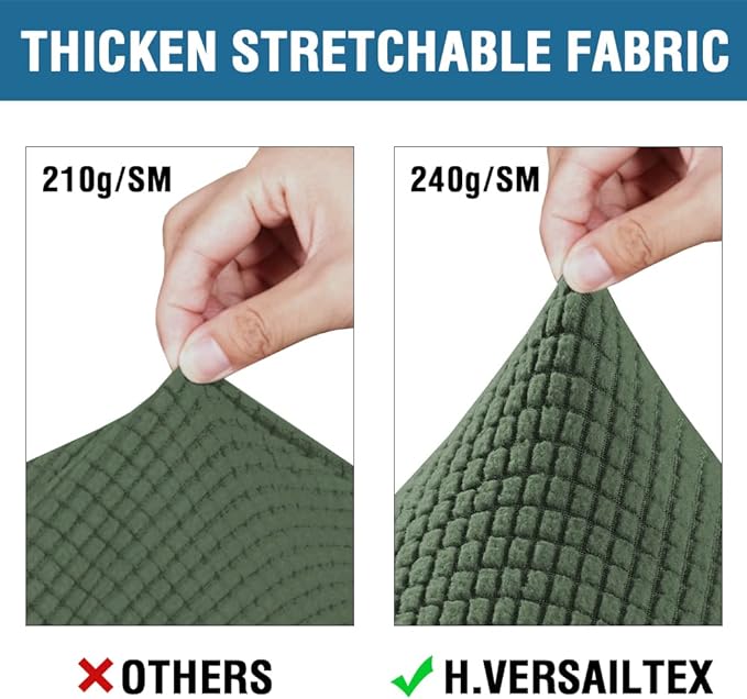 H.VERSAILTEX 4 Piece Stretch Sofa Covers for 3 Cushion Couch Covers for Living Room Furniture Slipcovers (Base Cover Plus 3 Seat Cushion Covers) Upgraded Thicker Jacquard Fabric (Sofa, Bronze Green)