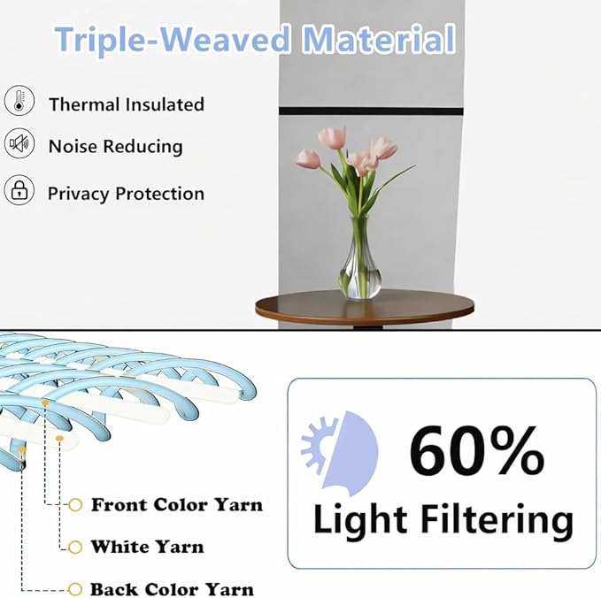 Simplebrand Ava Light Beige Light Filtering Curtains for Bedroom 84 Inch Length 2 Panels Set, Solid Thermal Insulated Privacy Nursery Window Treatment Curtains, W40 x L84 Inch, Light Beige