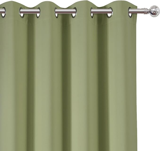 LEMOMO Blackout Curtains 52 x 84 inches Long Sage Green Curtains Set of 2 Panels Thermal Insulated Room Darkening Curtains for Bedroom