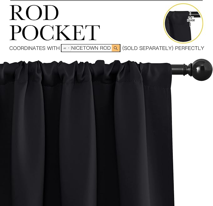 NICETOWN Black Out Curtain Panels for Kitchen - Energy Smart Decoration Thermal Insulating Blackout Drapes/Draperies for Small Window (2 Panels, 42 inches Wide by 54 inches Long)