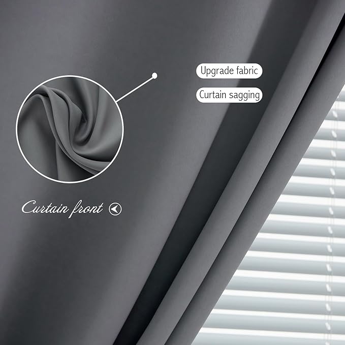 Magic Tape Stick On Curtains Window Shades Pull Down Blackout Window Cover Blackout Curtains for Bedroom No Drillng Self Adhesive Curtains No Rod Small Curtain, 35" W X 79" L, Grey, 1 Panel