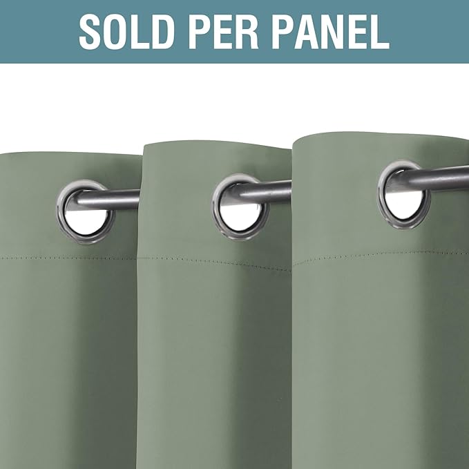 H.VERSAILTEX Blackout Curtain for Living Room Thermal Insulated Window Treatment Curtain Extra Long 63 inch Length Energy Saving Solid Grommet Top Blackout Drape, One Panel, Cyan, 52" W x 63" L
