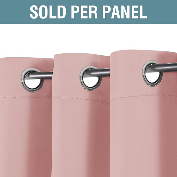 H.VERSAILTEX Pink Blackout Curtain for Living Room Thermal Insulated Window Treatment Curtain Extra Long 102 inch Length Solid Grommet Top Blackout Drape, One Panel, Baby Pink, 52" W x 102" L
