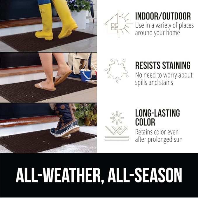 GORILLA GRIP® Ultra Absorbent Front Door Mat Outside Entrance, 47x35, Traps Dirt and Moisture, HydroABSORB Indoor Outdoor Doormat Holds Up to 6 Cups Water, Stain and Fade Resistant Welcome Mat, Coffee