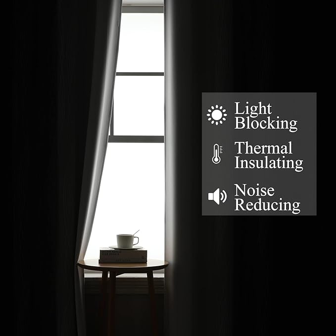 Estelar Textiler Black and Greyish White Ombre Blackout Curtains 90 Inch Length 2 Panels Set, Thermal Insulated Drapes for Bedroom,Full Room Darkening Grommet Gradient Curtains for Living Room,52Wx90L