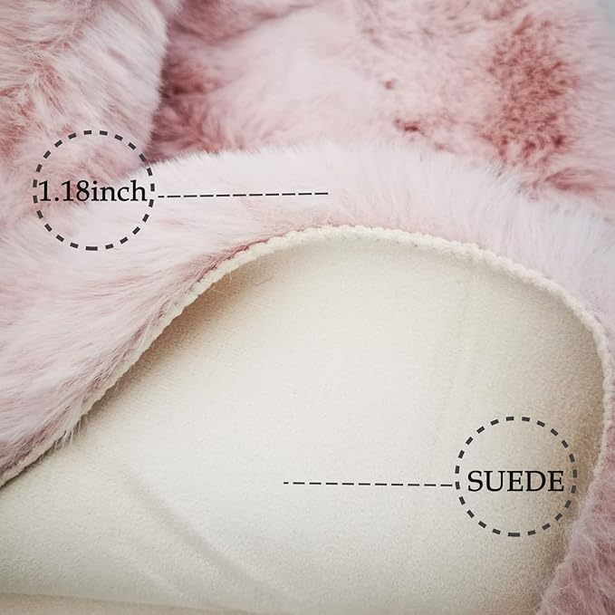 Ghouse Ultra Soft Faux Rabbit Fur Rug 2x3, Machine Washable Area Rugs for Bedroom Fluffy Rugs for Living Room, no-Shedding Carpet Sheepskin Rug Pink