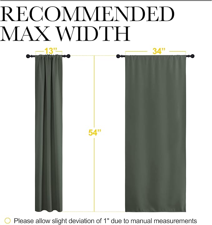 NICETOWN Bedroom Curtains Blackout Draperies - All Season Thermal Insulated Solid Rod Pocket Top Blackout Curtains/Drapes for Kid's Room (Dark Mallard, 1 Pair, 34 x 54 Inch)