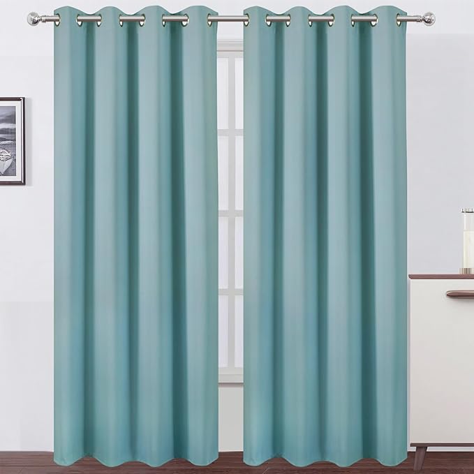 LEMOMO Blackout Curtains 66 x 84 inch/Stone Blue Curtains Set of 2 Panels/Thermal Insulated Room Darkening Bedroom Curtains