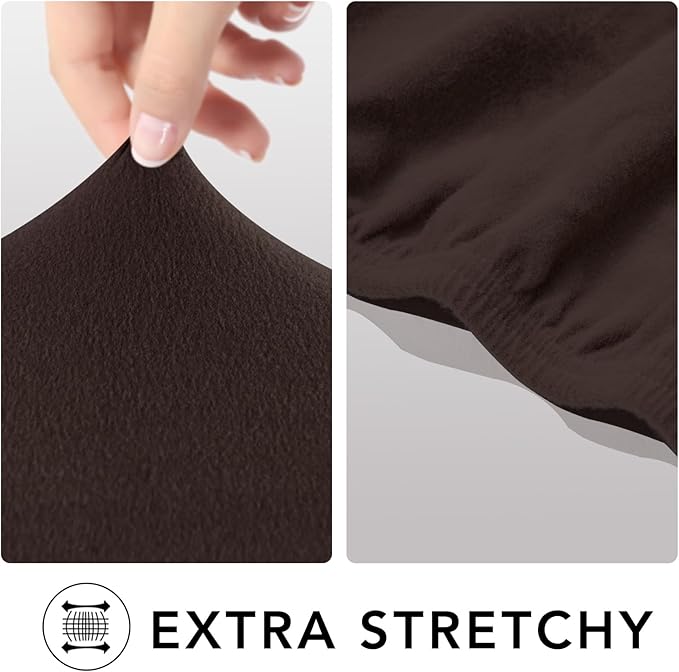 PureFit Super Stretch Sofa Slipcover – Spandex Non Slip Soft Couch Sofa Cover, Washable Furniture Protector with Non Skid Foam and Elastic Bottom for Kids, Pets (Oversized Loveseat, Chocolate)