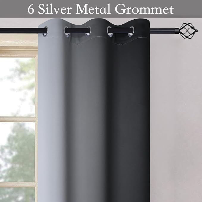 SimpleHome Ombre Room Darkening Curtains 45 inches Length for Bedroom,Grommet Gradient Light Blocking Black Gradient Window Curtains for Living Room,2 Panels, 42x45 inches