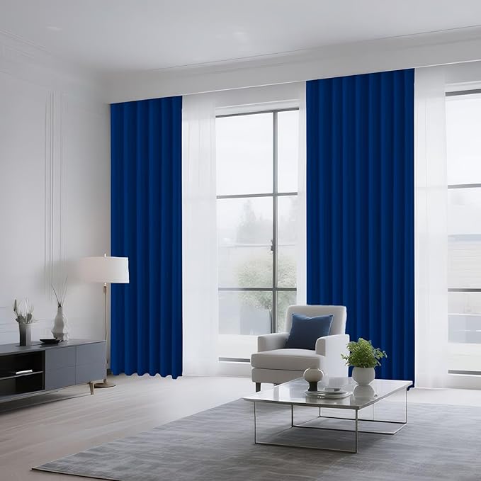 CUCRAF Royal Blue Blackout Curtains 84 inch Length 2 Panels Set, Rod Pocket Room Darkening Drapes for Bedroom Living Room, Insulated Thermal Light Blocking Window Curtain (W52 x L84 Inch)