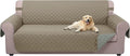U-NICE HOME Reversible Sofa Cover Couch Cover for Dogs with Elastic Straps Water Resistant Furniture Protector for Pets Couch Cover for 3 Cushion Couch (Sofa, Khaki/Light Grey)
