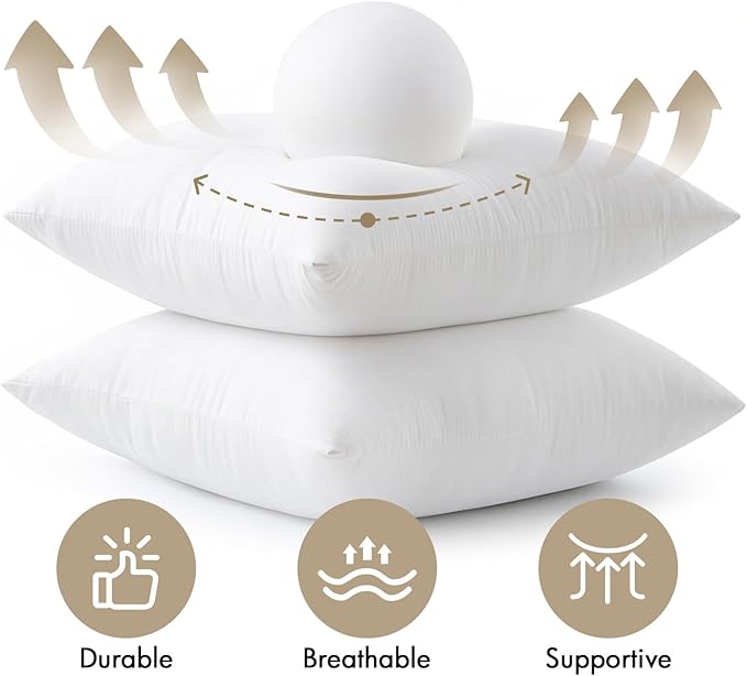 MIULEE Pillows Inserts, Pack of 4 14x14 Inch 100% Virgin Microfiber Filling Throw Pillows for Bed Couch Sofa