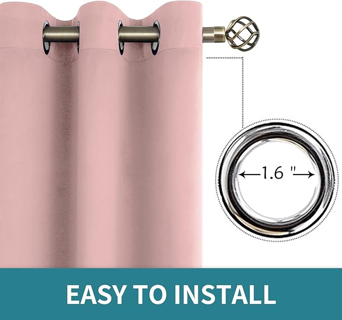 BGment Room Darkening Curtains 84 Inches Long - Grommet Thermal Insulated Drapes Window Treatment Curtains for Bedroom, 2 Panels, 70 x 84 Inch, Baby Pink
