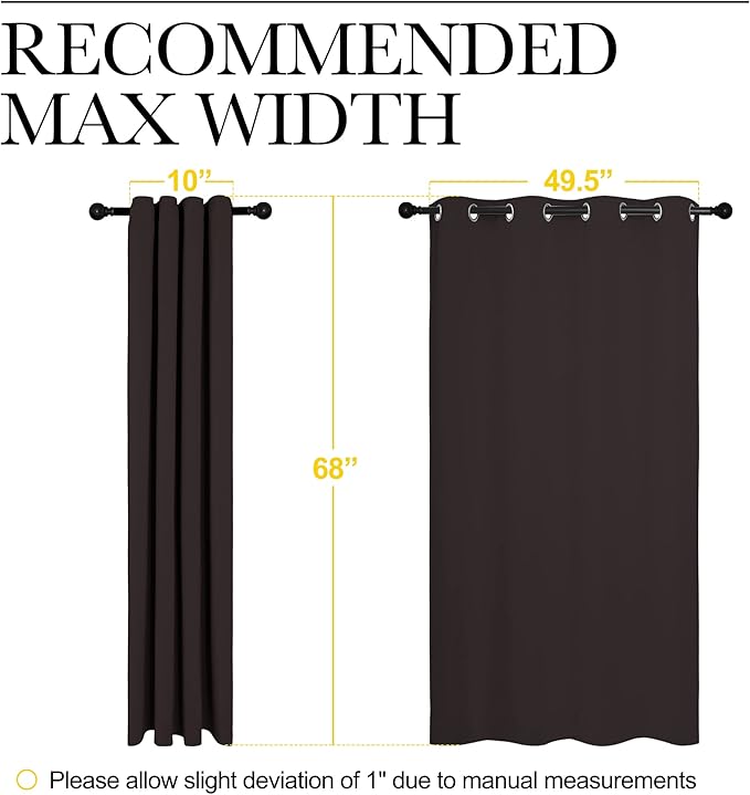 NICETOWN Blackout Curtain Panels for Bedroom Window, Triple Weave Microfiber Energy Saving Thermal Insulated Blackout Draperies and Drapes(2 PCs, 55 inches by 68 inches Each Panel, Toffee Brown)