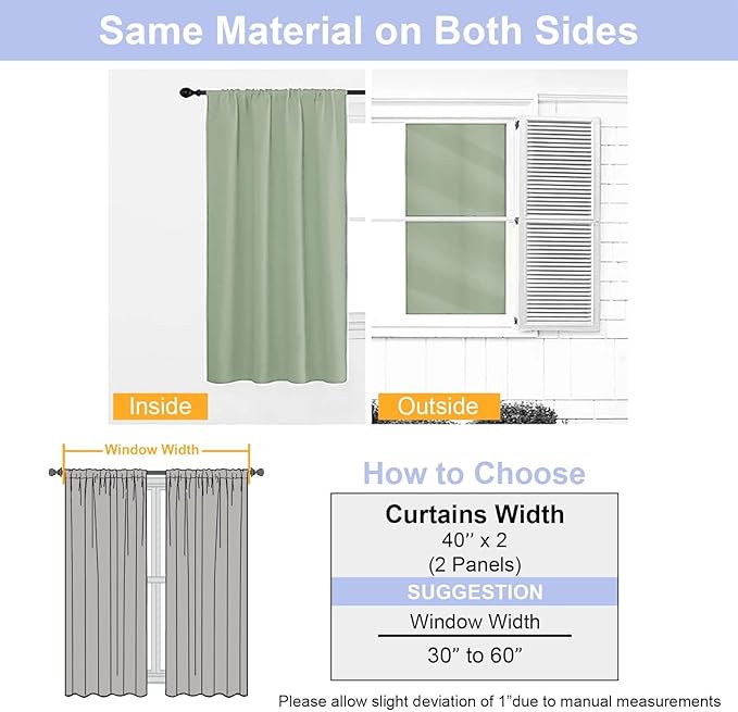 Simplebrand Ava Light Green Blackout Curtains for Bedroom 84 Inch Length 2 Panels Set, Solid Thermal Insulated Privacy Nursery Window Treatment Curtains Blackout Drapes, W40 x L84 Inch, Light Green
