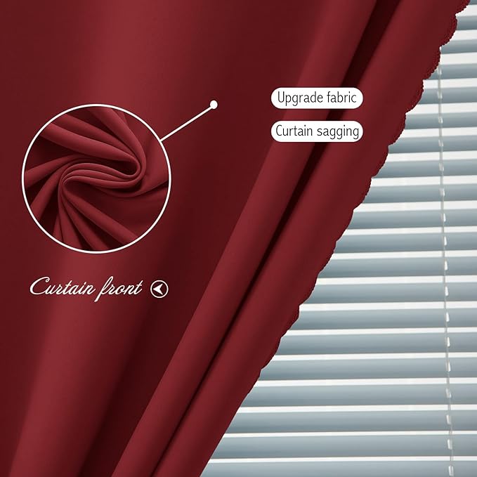 Self Adhesive Curtains, Stick Curtain Blackout Shades Window Cover Curtains for Living Room No Drilling, 35" W X 79" L, Burgundy, 1 Panel