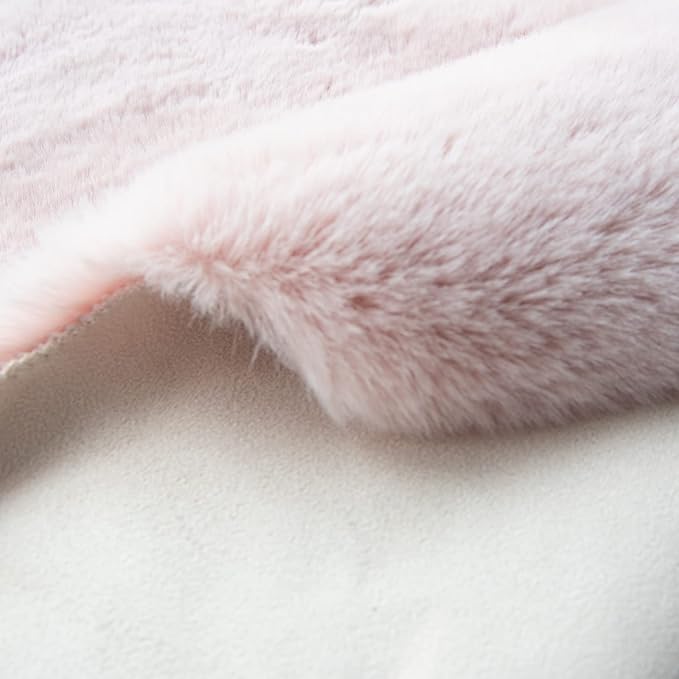 ORINOVA Pink Fuzzy Washable Furry Area Rugs for Living Room Faux Rabbit Fur Nursery Rug for Bedroom 2x4 Runner Rug