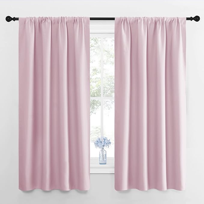 NICETOWN RV Blackout Curtains for Camper Windows, Baby Pink, 29" Wide by 50" Long, 2 PCs, Short Blackout Curtains & Drapes, Thermal Insulated Blackout Curtain Panels for Kids Room, Play Room