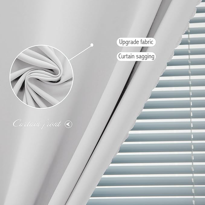Blackout Curtains for Bedroom Sticky Curtain Blackout Window Cover Self Adhesive Curtains Rod No Drillng, 47" W X 59" L, Light Grey, 1 Panel