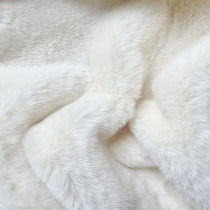 ORINOVA White Faux Rabbit Fluffy Fur Rugs for Bedroom Machine Washable Furry Area Rugs for Living Room Smal 2x4 Shag Runner Rug Nursery Rug