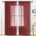 SpaceDresser Basic Rod Pocket Sheer Voile Window Curtain Panels Burgundy 1 Pair 2 Panels 52 Width 108 Inch Long for Kitchen Bedroom Children Living Room Yard(Burgundy,52 W x 108 L)