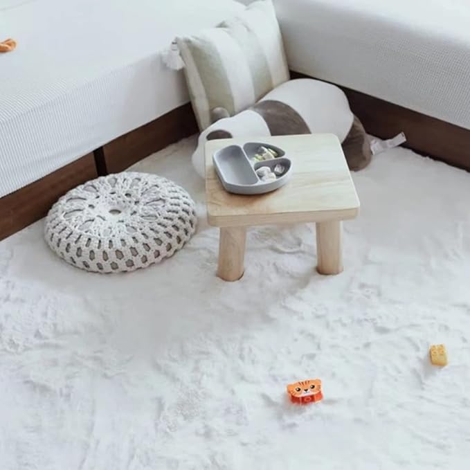 Ghouse Ultra Soft Faux Rabbit Fur Rug 5x7, Machine Washable Area Rugs for Bedroom Fluffy Rugs for Living Room, no-Shedding Carpet Sheepskin Rug White