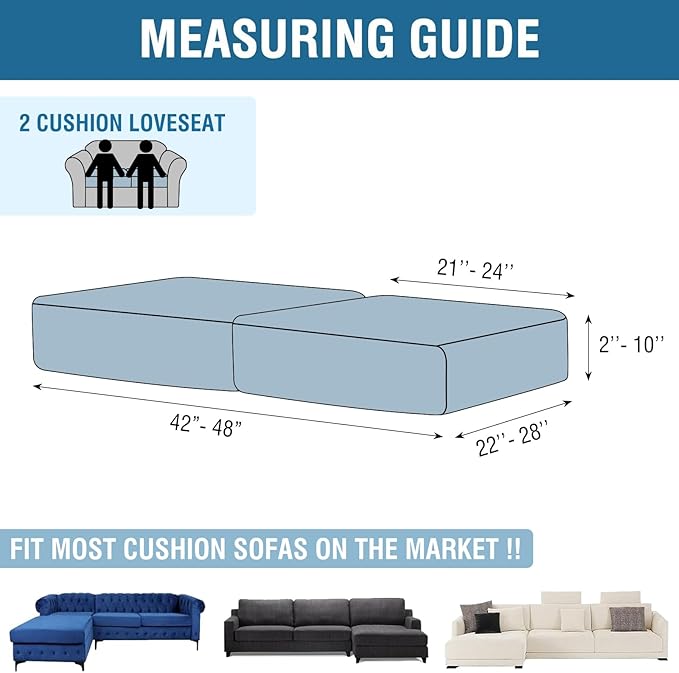 Couch Cover Stretch Velvet Sofa Cushion Cover 2-Piece - Elastic Washable Slipcover for Seat or Backrest, Couch Seat Covers for Sofas (Christmas Red)