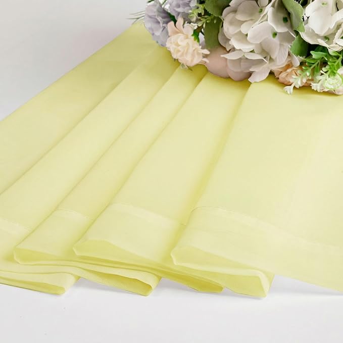 OWENIE Sheer Curtains 78 Inches Long 2 Panels Set for Bedroom Living Room, Soft Solid Light Filtering Sheer Curtain Rod Pocket Clear Drapes for Window Sliding Door, Light Yellow, 42" W x 78" L