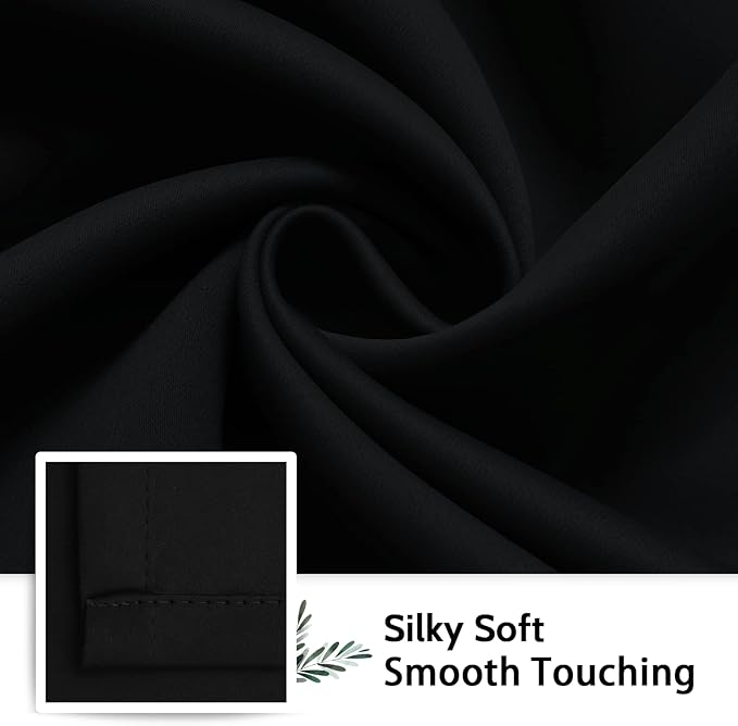SimpleHome 100% Blackout Curtains for Bedroom,Thermal Insulated Black Grommet Window Drapes Room Darkening Curtains for Living Room with Black Back,38 x 84 Inch,2 Panels