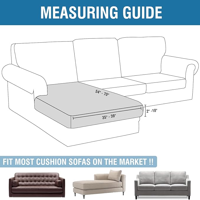 Couch Cover Velvet Chaise Cushion Cover for Sectional Sofas - Elastic L-Shaped Sofa Seat Covers Washable, Slipcover Protector (1-Piece, Wine)