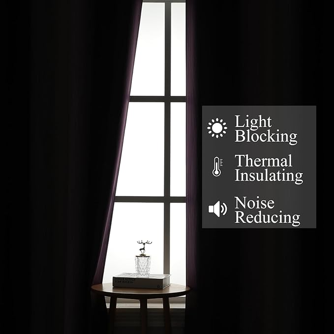 Estelar Textiler Black and Purple Ombre Blackout Curtains for Bedroom, Full Room Darkening Grommet Curtains for Living Room, Thermal Insulated Light Blocking Gradient Drapes, 42Wx72L,2 Panels