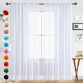 SpaceDresser Sheer Voile Window Treatment Rod Pocket Curtain Panels for Kitchen Bedroom Living Room Drapes Sunlight Filtering Privacy Semi Home Decor Assorted (White, 52 W x 118 L)