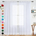 SpaceDresser Basic Rod Pocket Sheer Voile Window Curtain Panels White 1 Pair 2 Panels 70 Width 63 Inch Long for Kitchen Bedroom Children Living Room Yard(White,70 W x 63 L)