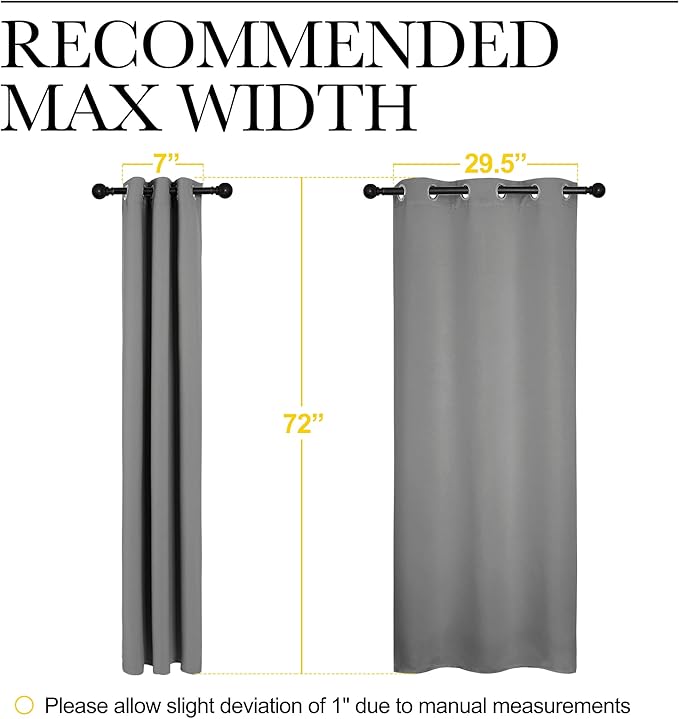 NICETOWN Silver Grey Blackout Curtain Panels for Bedroom, Thermal Insulated Grommet Top Blackout Draperies and Drapes for Basement (2 Panels, W34 x L72-inch)