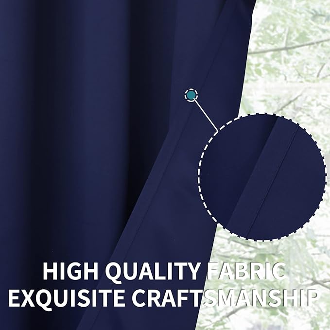 BGment Blackout Curtains for Bedroom - Grommet Thermal Insulated Room Darkening Curtains for Living Room, Set of 2 Panels, Each 46 x 54 Inch, Navy Blue