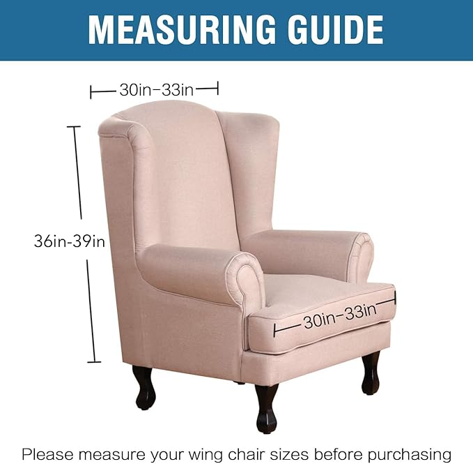 H.VERSAILTEX Wingback Chair Covers Velvet Plush Wing Chair Slipcover 1 Piece High Stretch Wing Back Chair Slipcovers Sofa Cover Furniture Cover with Elastic Bottom, Burgundy