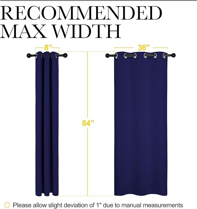 NICETOWN Window Treatment Energy Saving Thermal Insulated Solid Grommet Blackout Curtains/Drapes for Living Room (Royal Blue, 1 Pair, 42 by 84-Inch)