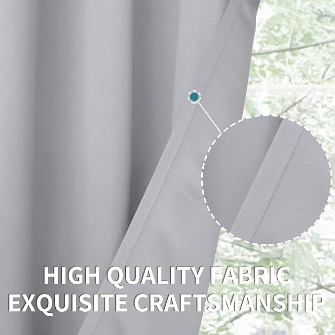 BGment Room Darkening Curtains for Bedroom - Grommet Thermal Insulated Window Treatments Light Blocking Curtains for Living Room, Each 55 x 69 Inch, Light Grey