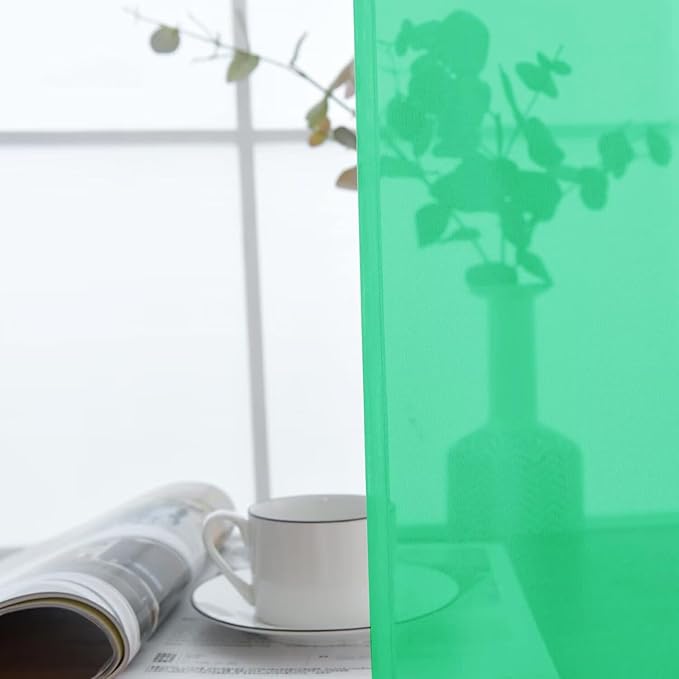 SpaceDresser Basic Rod Pocket Sheer Voile Window Curtain Panels Grass Green 1 Pair 2 Panels 52 Width 63 Inch Long for Kitchen Bedroom Children Living Room Yard（Grass Green, 52W x 63L）