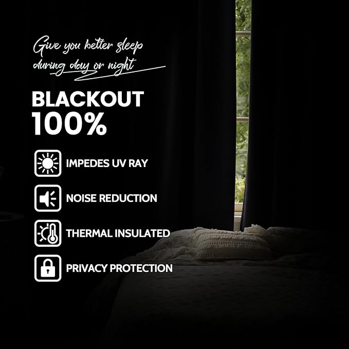 Yakamok Room Darkening 100% Blackout Curtains Grommet Window Treatments with 2 Thick Layers-Burgundy Red Thermal Insulated Drapes Set of 2 Panels for Bedroom Living Room 52 Inches by 96 Inches Length
