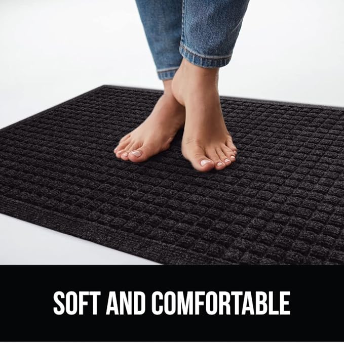 GORILLA GRIP® Ultra Absorbent Front Door Mat Outside Entrance, 35x23, Traps Dirt and Moisture, HydroABSORB Indoor Outdoor Doormat Holds Up to 5.7 Cups Water, Stain and Fade Resistant Welcome Mat Black